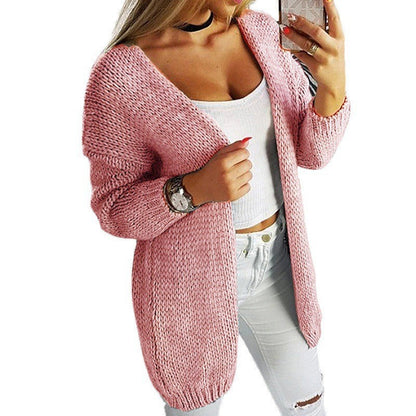 Damen Cardigan Lässig Offen V-Ausschnitt