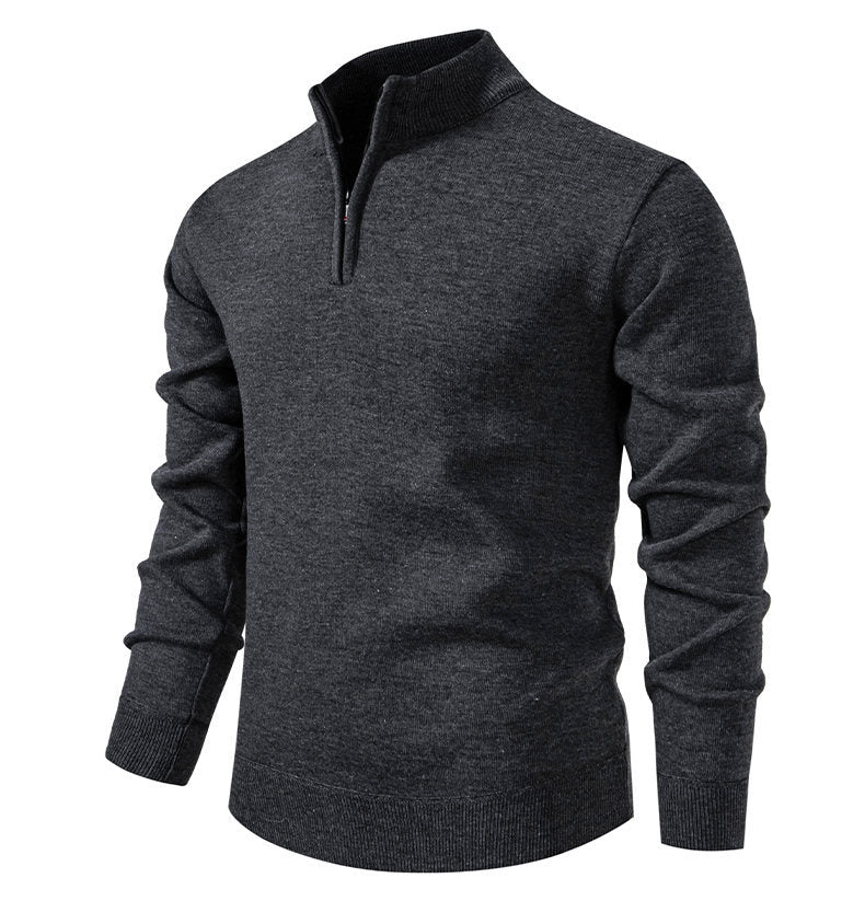Herren Strickpullover Kurz Reißverschluss Hochkragen Elegant