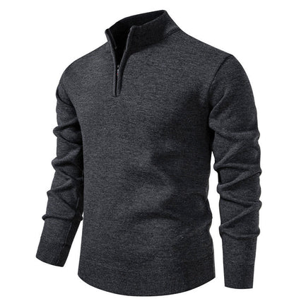 Herren Strickpullover Kurz Reißverschluss Hochkragen Elegant