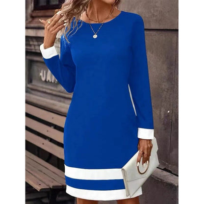 Damen Kleid Elegant Kontrast Ärmel Modernes Design