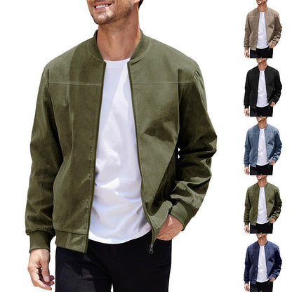 Herren Lederjacke Sportlich Bomber Style Elastisch - IdealeKleiden