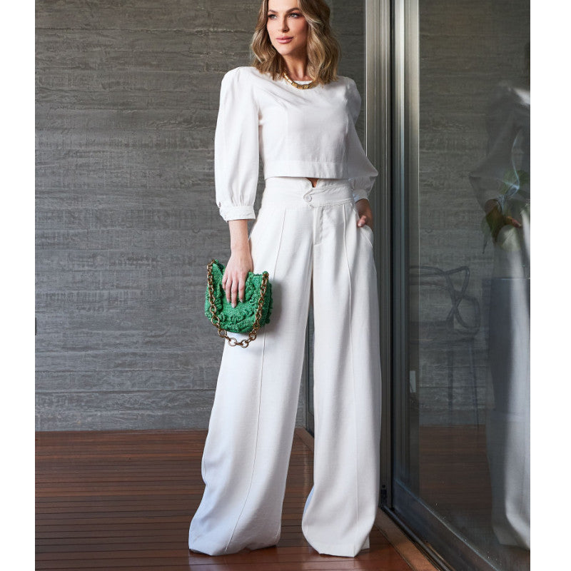 Damen Chic Zweiteiler Set Bluse Hose