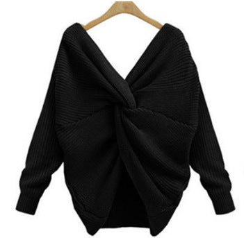 Damen Strickpullover Elegant V-Ausschnitt