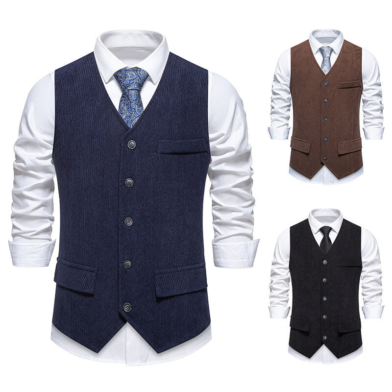 Herren Anzugweste Klassisch Herringbone Design Praktisch - IdealeKleiden