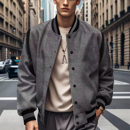 Herren Retro Collegejacke Sportlich Kontrast Ärmel