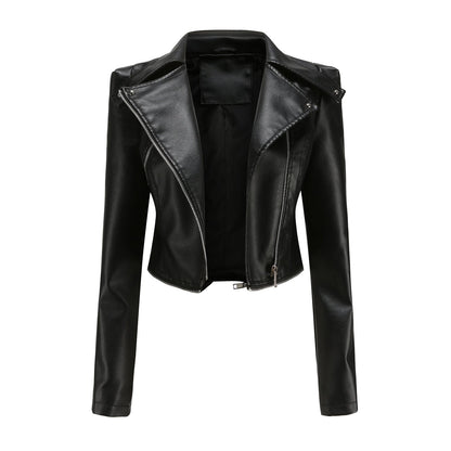 Damen Lederjacke Biker Style Asymmetrisch - IdealeKleiden
