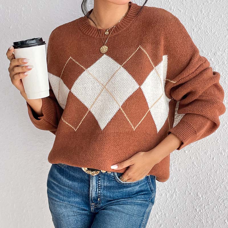 Modischer Strickpullover Geometrische Muster