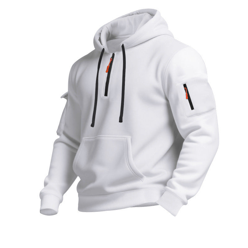 Herren Sportpullover Kapuze Reißverschluss Taschen