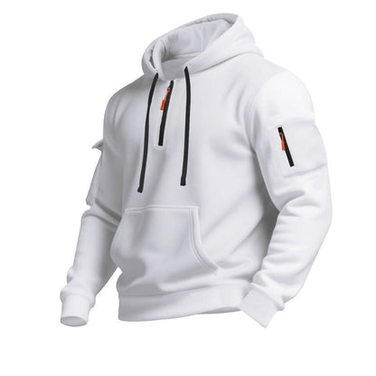 Herren Sportpullover Kapuze Reißverschluss Taschen