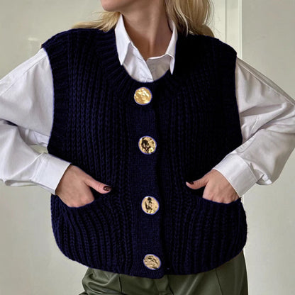 Große Strickweste Wollmischung Übergröße