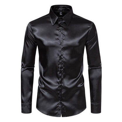 Herren Hemd Elegant Satin Glanz