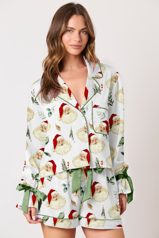 Weihnachts Schlafanzug Damen Festlich Elegant Rüschen