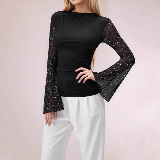 Damen Glitzer Top Elegant Abendkleid - IdealeKleiden