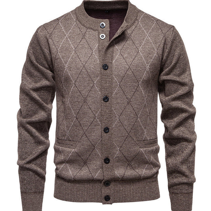 Herren Strickjacke Modern Diamantmuster Elegant - IdealeKleiden