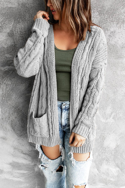 Damen Strickjacke Oversized Ärmel und Tieftaschen