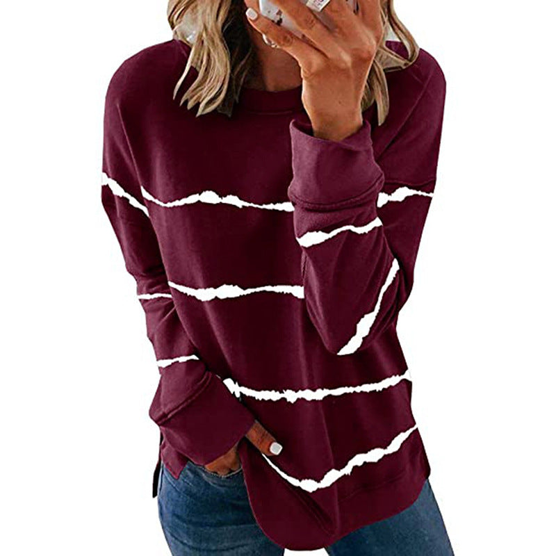 Damen Sweatshirt Streifenmuster Modern Style