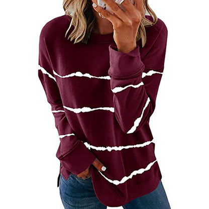 Damen Sweatshirt Streifenmuster Modern Style