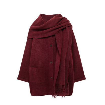 Damen Winterjacke Oversize Warm Wolle Taschen