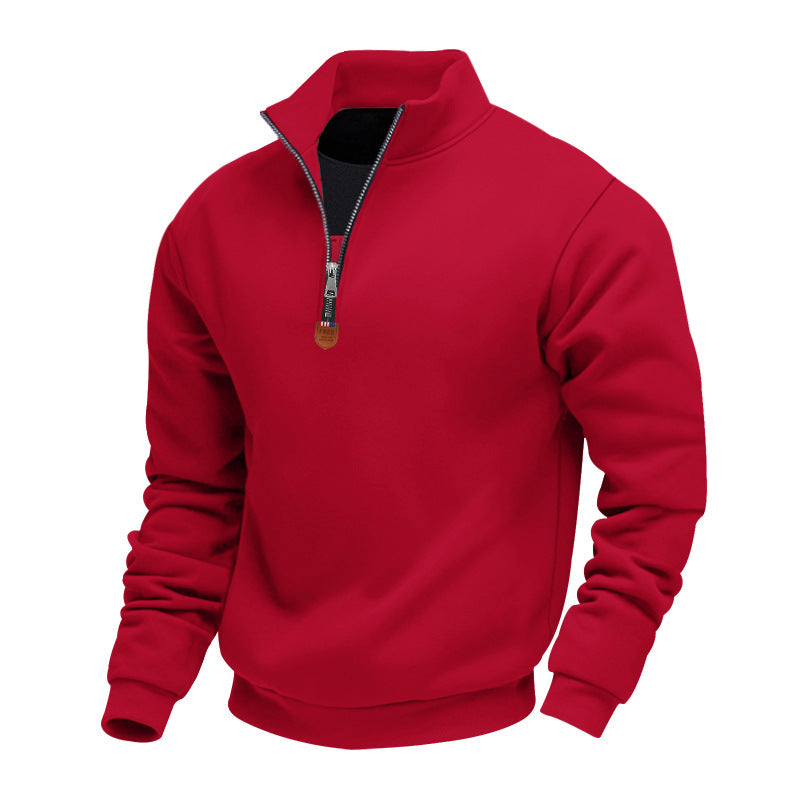 Herren Pullover Sportlich Halbzipper Stehkragen