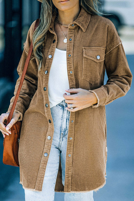 Modisches Übergröße Hemdjacke mit Knöpfen - IdealeKleiden