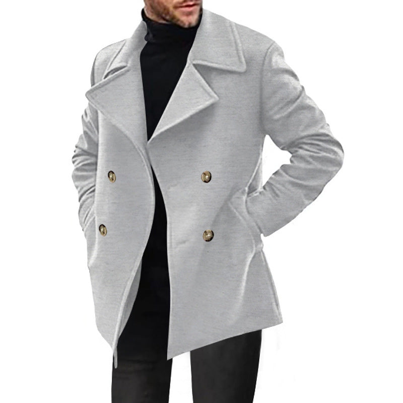 Herren Wollmantel Elegant Doppelter Knopfverschluss