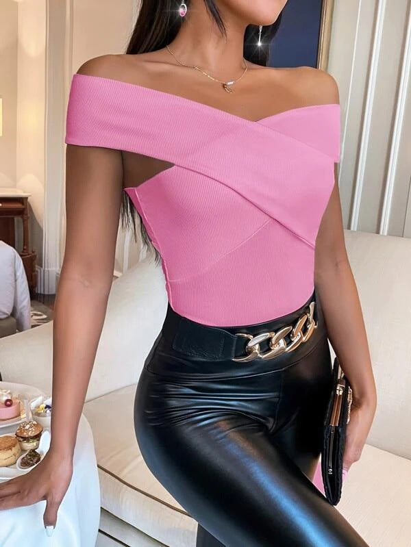 Damen Top Asymmetrisch Strukturiert Modern