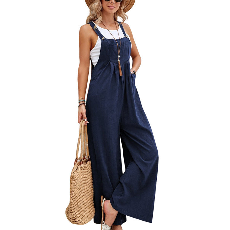 Damen Jumpsuit Modern Weites Bein Verstellbar