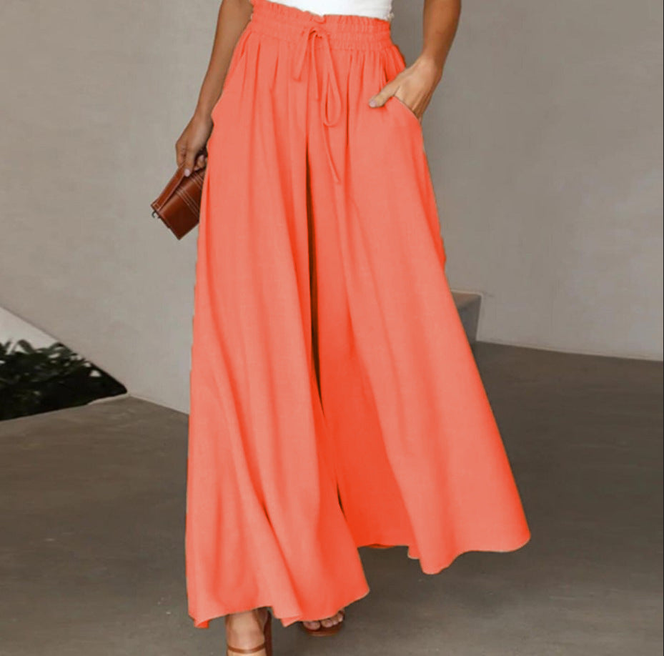 Damen Hose Elegant Weit mit Gummizug und Taschen