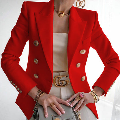 Damen Blazer Elegant Goldknöpfe Businessanzug