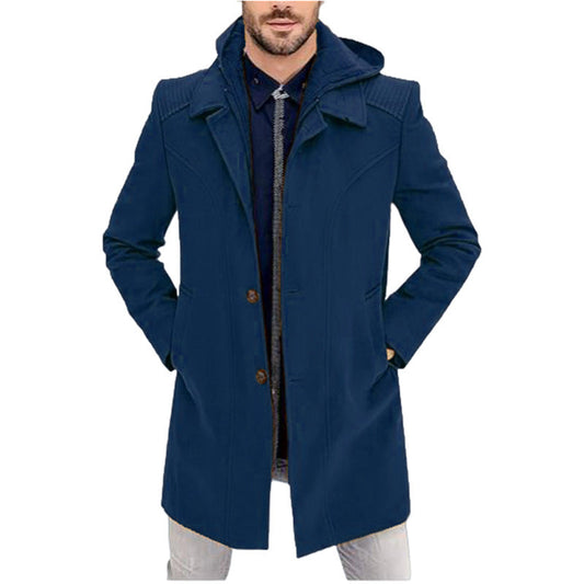 Herren Wintermantel Elegant Schwarz Modern - IdealeKleiden