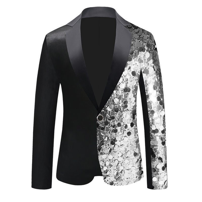 Damen Glitzerjacke Sequin Blazer Elegant Schmalkragen - IdealeKleiden