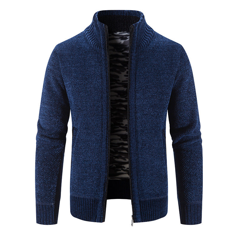 Herren Strickjacke Hochkragen Praktisch Reißverschluss Taschen