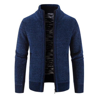 Herren Strickjacke Hochkragen Praktisch Reißverschluss Taschen