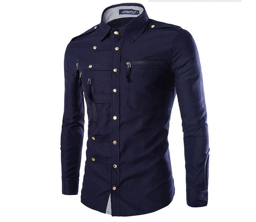 Herren Hemd Modern mit Vielfach-Taschen Premium Qualität