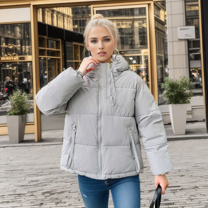 Damen Pufferjacke Warm Isoliert Kapuze