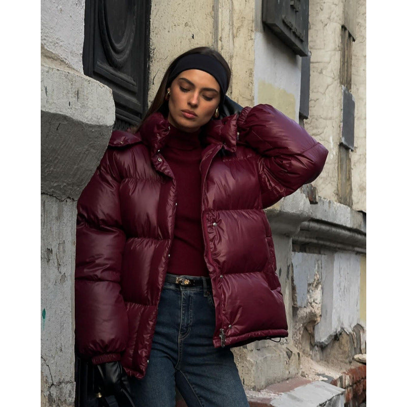 Damen Steppjacke Glänzend Metallic Style