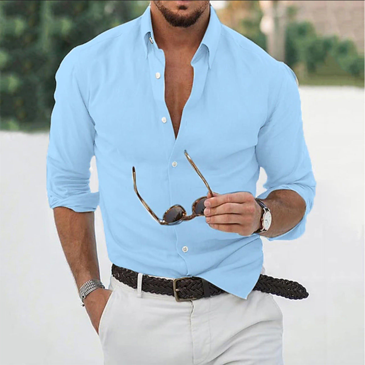 Herren Hemd Langarm Elegant Baumwolle Qualität