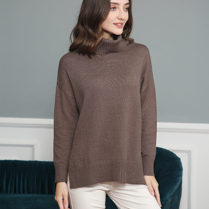 Damen Pullover Bequem Rollkragen Modern