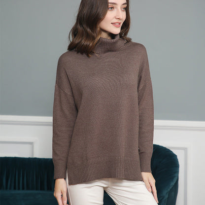 Damen Pullover Bequem Rollkragen Modern