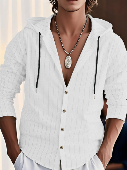 Herren Freizeitjacke Lässig Kapuze Knöpfe
