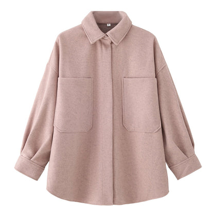 Damen Wolljacke Oversized mit Taschen und Chic Design