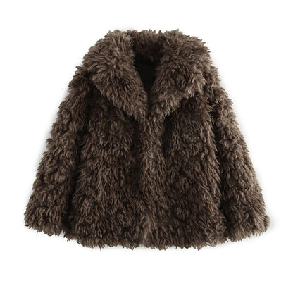 Damen Teddyjacke Weich Elegant Oversized - IdealeKleiden