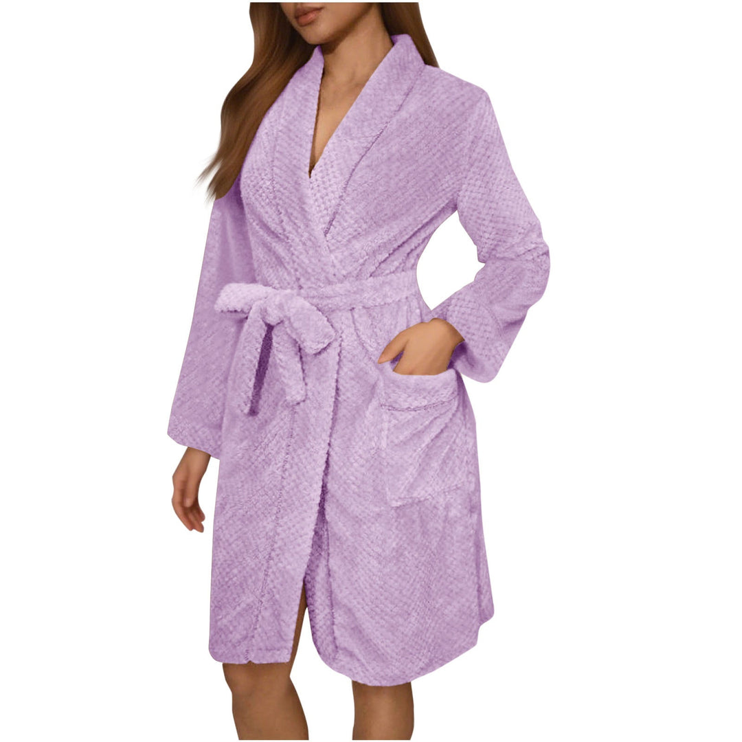 Weicher Damen-Bademantel mit Gürtel und Taschen