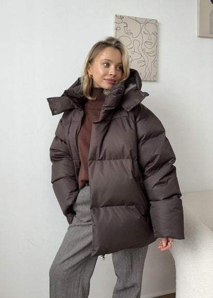 Warme Pufferjacke Burgunderrot Damen