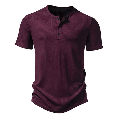 Herren Kurzarm-Shirt Modern Strukturiert Knopf-Details