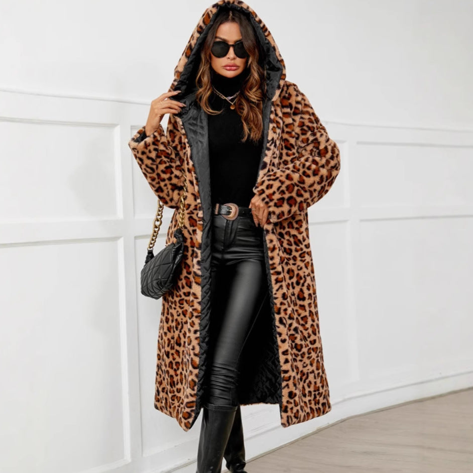 Damen Leoparden Felljacke Elegantes Design - IdealeKleiden
