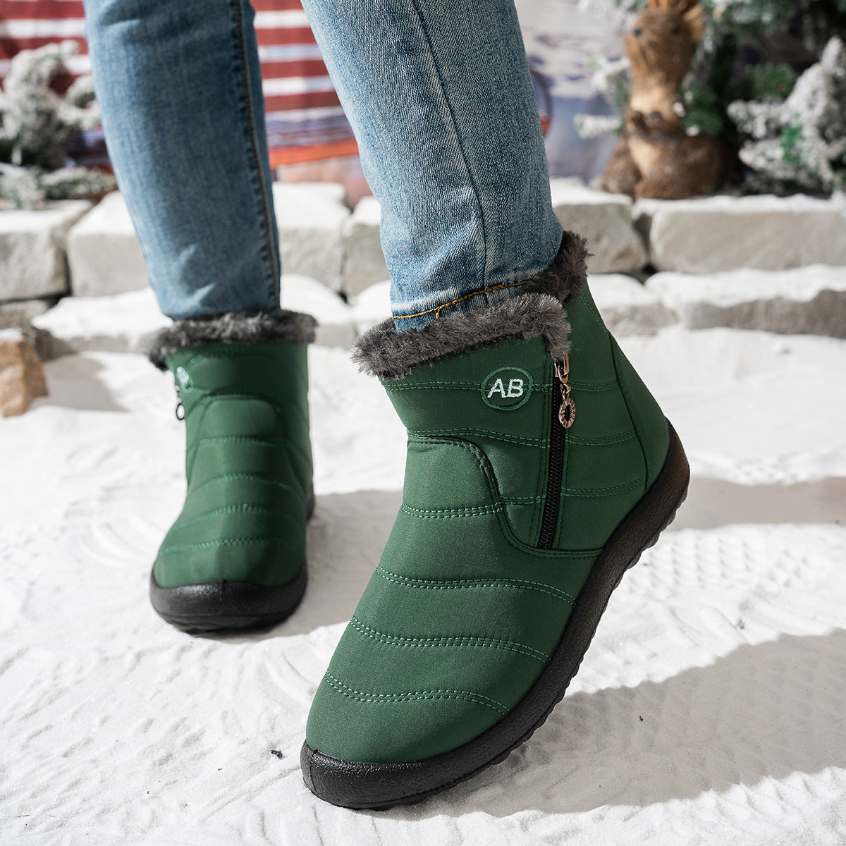 Damen Winterstiefel Warm Praktisch Reißverschluss