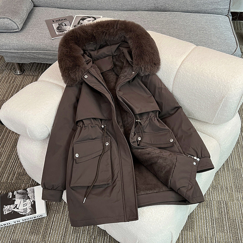 Damen Winterparka Modern Kuschelig Taschen