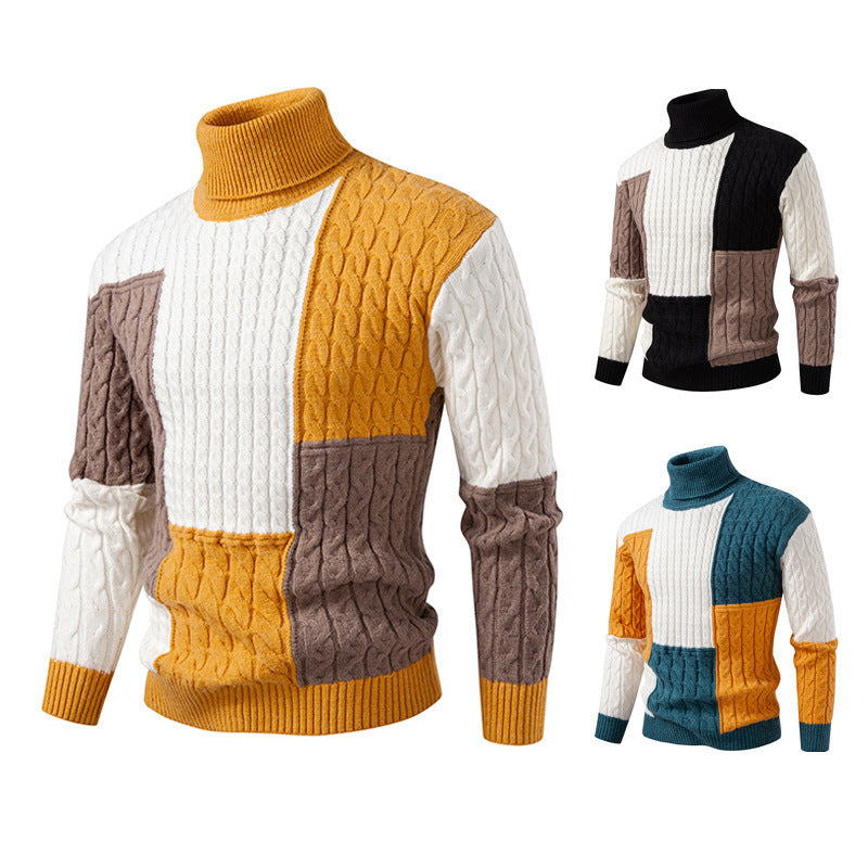 Herren Pullover Rollkragen Modern Strick Design - IdealeKleiden