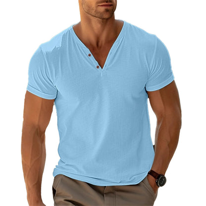 Herren Leichtes Henley-Shirt Bequem Atmungsaktiv